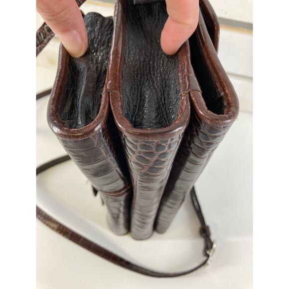 BRIGHTON SMALL BROWN ANIMAL PRINT CROSSBODY BAG WITH POCKETS - Picture 15 of 16